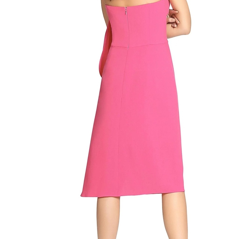 HALSTON Dress Barbie Pink Draped Crepe Ruffle Pretty & Strapless NEW Sz 2 - Picture 6 of 10